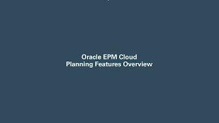 Oracle EPM Cloud Planning Features Overview