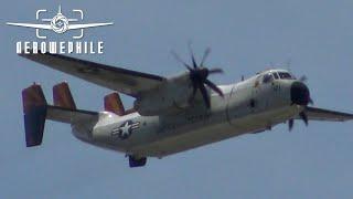 US Navy C-2A Greyhound Startup - Takeoff - Flag Drop - Landing at the 2021 Great TN Airshow-05Jun21