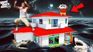 GTA V : Shinchan House Stuck in BIG TSUNAMI ! Franklin Trying to Help Shinchan in GTA 5 | in Telugu