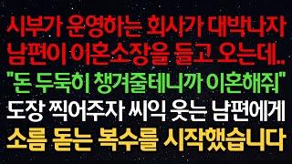 실화사연-시부가 운영하는 회사가 대박나자 남편이 이혼소장을 들고 오는데.."돈 두둑히 챙겨줄테니까 이혼해줘" 도장 찍어주자 씨익 웃는 남편에게 소름 돋는 복수를 시작했습니다