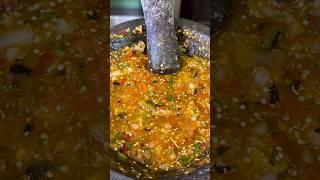 Authentic Mexican Salsa Roja Taquera en Molcajete Red Salsa #shorts