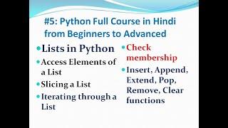 #5: Lists in Python: Slicing, Iterating, Extending Lists, Insert, Append, Pop, Remove, Clear Methods