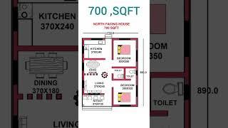 700sqft North facing houseplan #shorts #homeplan. P L-200