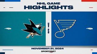 NHL Highlights | Blues vs. Sharks - November 21, 2024