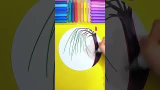 Draw a weeping willow with capital eight, simple and artistic, acrylic marker painting, draw a weep