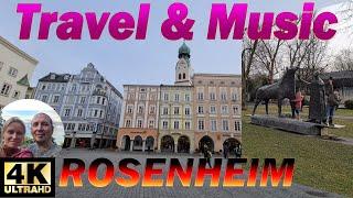 Walk in Rosenheim Salingarten Innenstadt. Bavaria Germany. 4K travel & music video