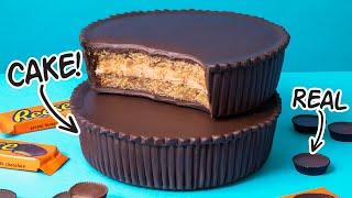 GIANT Reese Cups Cake from Peanut Butter Batter and Chocolate Ganache | How To Cake It