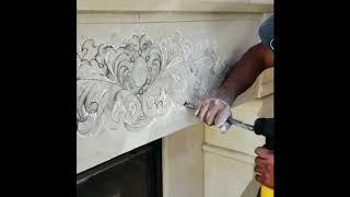 Natural Stone Fireplace Mantel Carving