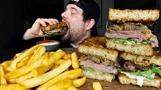 STEAK SANDWICH & EXTRA CRISPY FRIES  ASMR MUKBANG | DAVE KAY ASMR