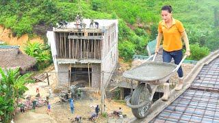 Build a House with $100K - Cast Concrete Pillar, Build Brick Walls And Pour Second Floor