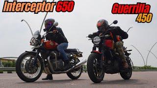 Interceptor 650 vs Guerrilla 450 Drag Race