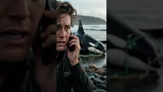 A stranded orca whale rescued