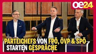 Parteichefs von FPÖ, ÖVP & SPÖ starten Gespräche