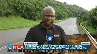 Torrential rains damage Durban roads and cause floods