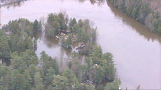 Aerial view of Bracebridge flooding