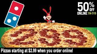 Domino's Pizza 50% OFF All Pizzas when you order online at Dominos.com