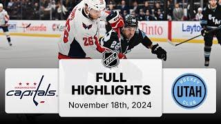 NHL Highlights | Capitals vs. Utah Hockey Club | November 18, 2024