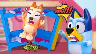 Bluey, Can You Build a Taller Bed with Carton or Lego? | Pretend Play with Bluey and Peppa Toys