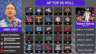 AP poll breakdown: Andy Katz Q&A, reactions to college basketball rankings (11/25/24)