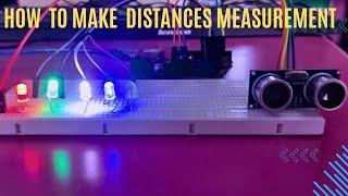 distance measurement using ultrasonic sensor , led distance indicator using ultrasonic sensor