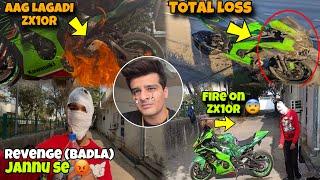 Fire On Zx10r ​⁠@Motovloggerjannustunts kiTotal loss