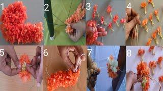 8 Different method to tie flower easily with thread/Kanakambaram poo kattuvathu eppadi/How to string