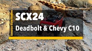 Axial SCX24 Deadbolt & Chevy C10 take on 1/10th scale course