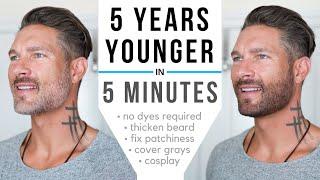 HOW TO COLOR YOUR BEARD FAST & EASY WITHOUT DYE - Thicken patchy spots, cover grays, define jawline