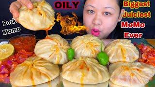 BIGGEST JUICIEST OILY MOMO EVER | BIGGEST PORK FATS MOMO EATING CHALLENGE | MOMO CHALLENGE | MUKBANG