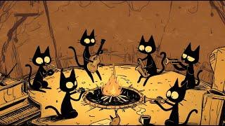 Relaxing Black Cats & Deep Bass Groove Jazz Night