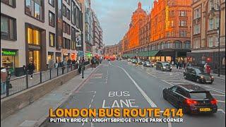 Explore London aboard Bus Route 414: London Bus Ride from Putney High Street to Hyde Park Corner 