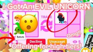 OMG! I Got Evil Unicorn! Trading High Tiers! Growing My Inventory Adopt me Trading! 2024!