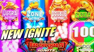 NEW IGNITE Bao Zhu Zhao Fu 4 Firecrackers Rainbow Extra Ultra Zone Double Slot Machine Casino Vegas