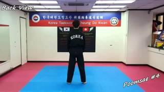 Taekwondo - Poomsae 4 (Sa Jang) Slow-motion & Mirror