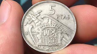 1957 (62) Spain 5 Pesetas Coin • 1962 Actual Date • Values, Information, Mintage, History, and More