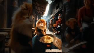 This cat is not normal! Night market fried noodle expert!" #shorts #youtubeshorts