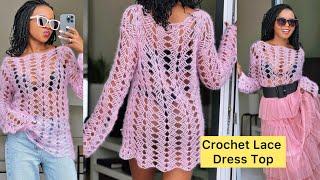 Crochet Chevron Lace Top/ Dress Using Silk Mohair Yarn - 1 Row Repeat #crochet #crochettop #diy