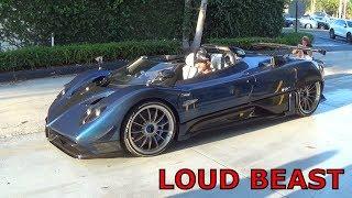 $15 Million LOUD BEAST Pagani Zonda HP Barchetta Start up Driving + REVVING at Pagani Miami