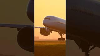 Stunning sunset landing at Paris CDG #airbus #a350 #asiana #sunset #aviation #paris