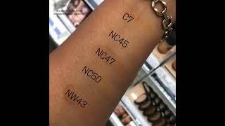 MAC | Studio Fix Powder Foundation C7, NC45, NC47, NC50, NW43 Caramel Swatches is Autumn Swatches