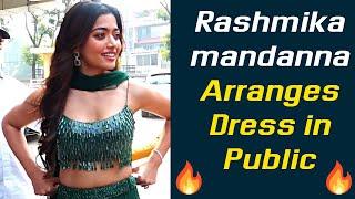 Rashmika mandanna Arranges Dress in Public | PUSHPA | MANA TFI