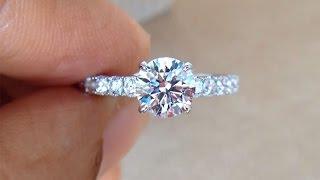 1.53 carat E-color, VS1-clarity GIA & CanadaMark Certified Solitaire Pave Engagement Ring