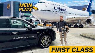 Ich fliege FIRST CLASS mit Lufthansas Boeing-747 in die USA - Luxus pur!