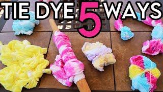 How to Tie-Dye 5 Different Shirt Designs (Kit vs DIY Homemade Patterns) Video Tutorial