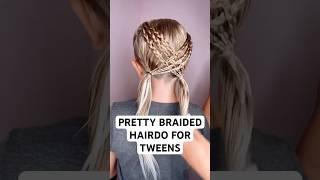 PRETTY BRAIDED HAIRSTYLE FOR TWEENS | Audrey and Victoria #hairstyle #hairtutorial