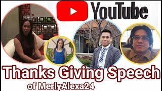 Thanks Giving Speech of MerlyAlexa24 II Legit ang 4k WH Sponsor II Simply NorVin