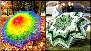 Crochet fabric umbrella pattern/Rainbow crochet lace parasol/Crochet granny square umbrella parasol
