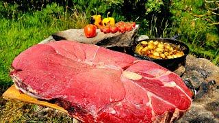 GIANT Tom and Jerry Steak FRIED on a Stone | The Best ASMR