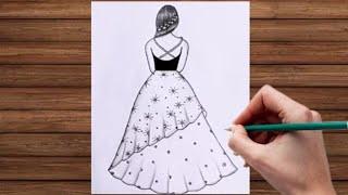 How to draw a girl Backside drawing | Easy drawing Step by step | Girl Drawing / Pencil Sketch