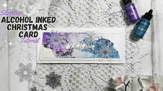 How to Create a Winter Wonderland with Alcohol Ink and Snowflakes: Christmas Slimline Card Tutorial